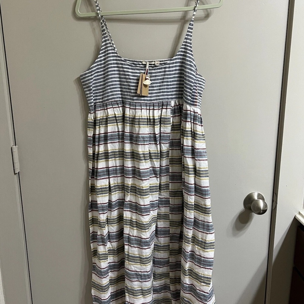 Injiri Striped Blue and White Midi Dress Sz 36 (item A56)
